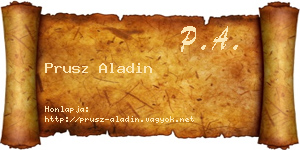 Prusz Aladin névjegykártya